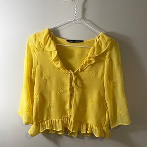 Zara Yellow Blouse with Frills